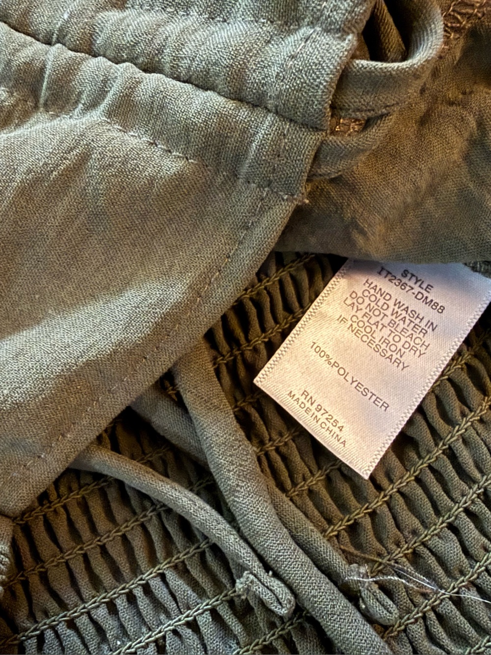 Olive Drawstring Ruched Square-Neck Crop Top - Picture 7 of 7